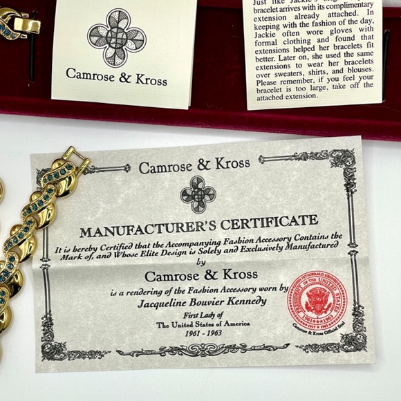 Camrose & Kross Gold Plated Sapphire Blue Crystal JBK Bracelet with Box - Picture 7 of 14